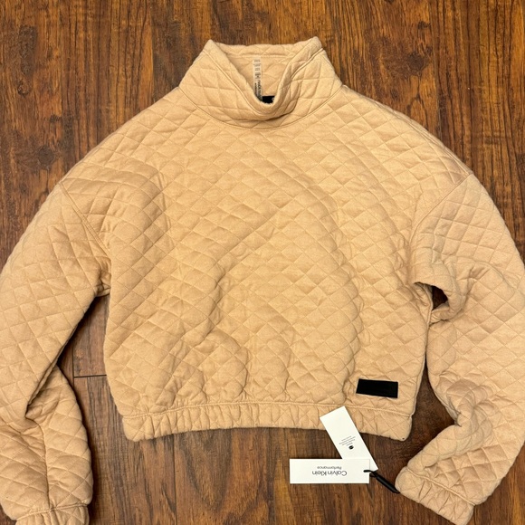 Calvin Klein Performance Women's Quilted Funnel Neck Pullover Tan - Picture 1 of 4